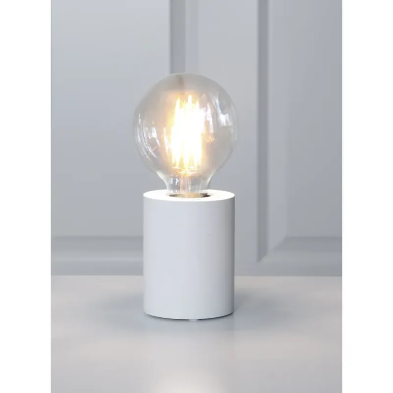 Bordslampa i trä E27 vit 10x8cm