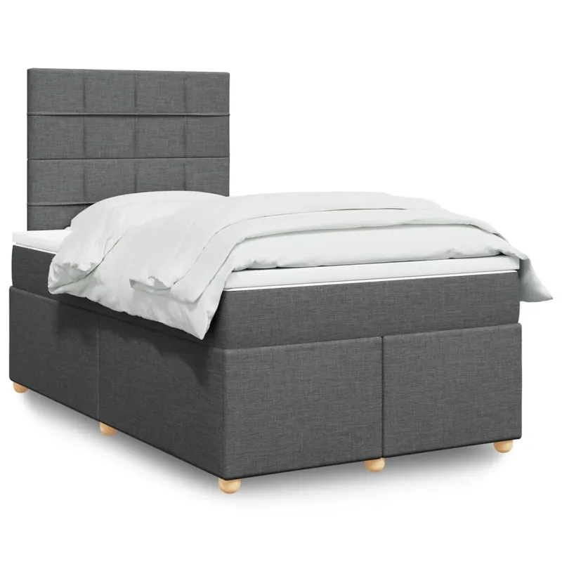 vidaXL Ramsäng med madrass mörkgrå 120×190 cm tyg (#4026)