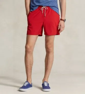 Polo Ralph Lauren för män. 710907255005 Badbermuda Traveler röd (L), Strandkläder, Återvunnen polyester