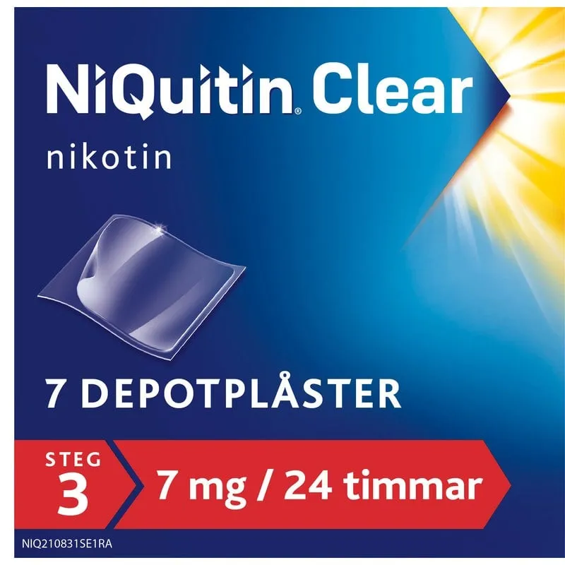 NiQuitin Clear, depotplåster 7 mg/24 timmar 7 st