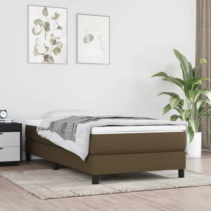 vidaXL Ramsäng med madrass mörkbrun 90×190 cm tyg (#5390)