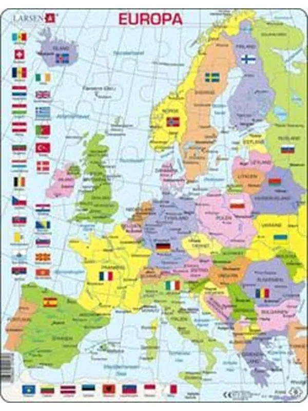 Larsen Puzzles Pussel Europa (högt format) - 48 bitar, Maxi 2D Pussel