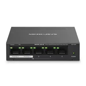 Mercusys MS105GP V1 - Switch - 5 x 10/100/1000 (4 PoE+) - skrivbordsmodell, väggmonterbar - PoE+ (65 W)