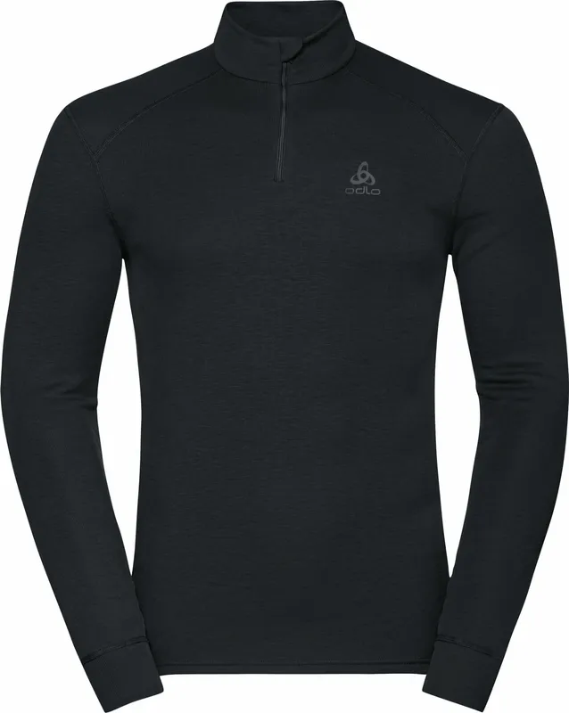 Odlo Men’s Active Warm ECO Half-Zip Turtleneck Base Layer Top Black