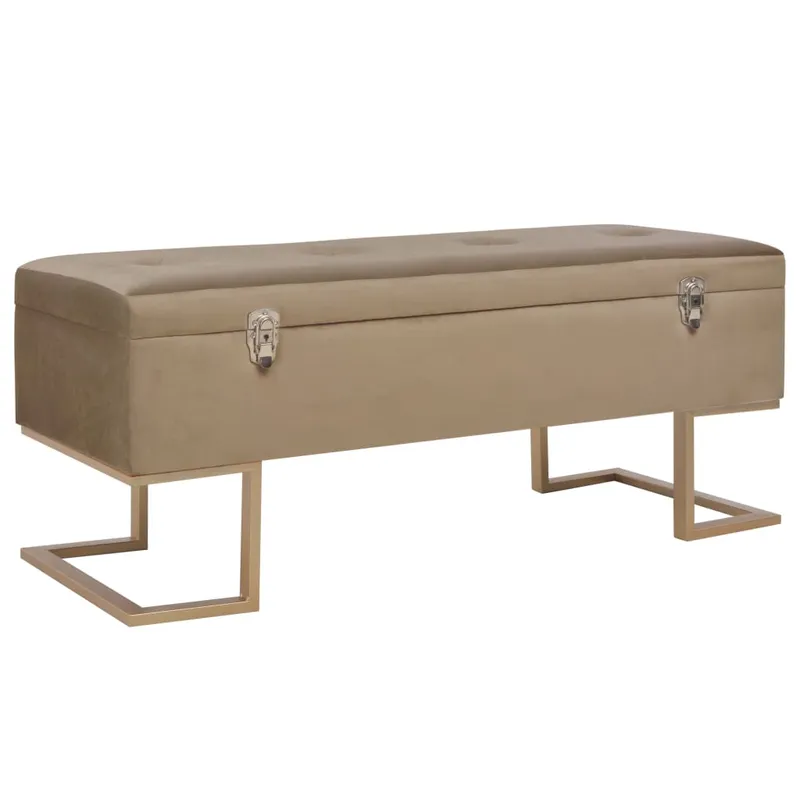 Beige Sammetspall med Förvaringsutrymme 105 cm