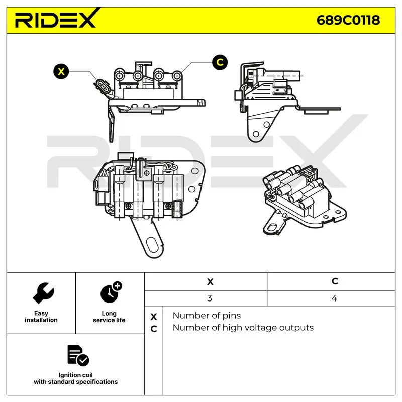 Tändspole RIDEX 689C0118