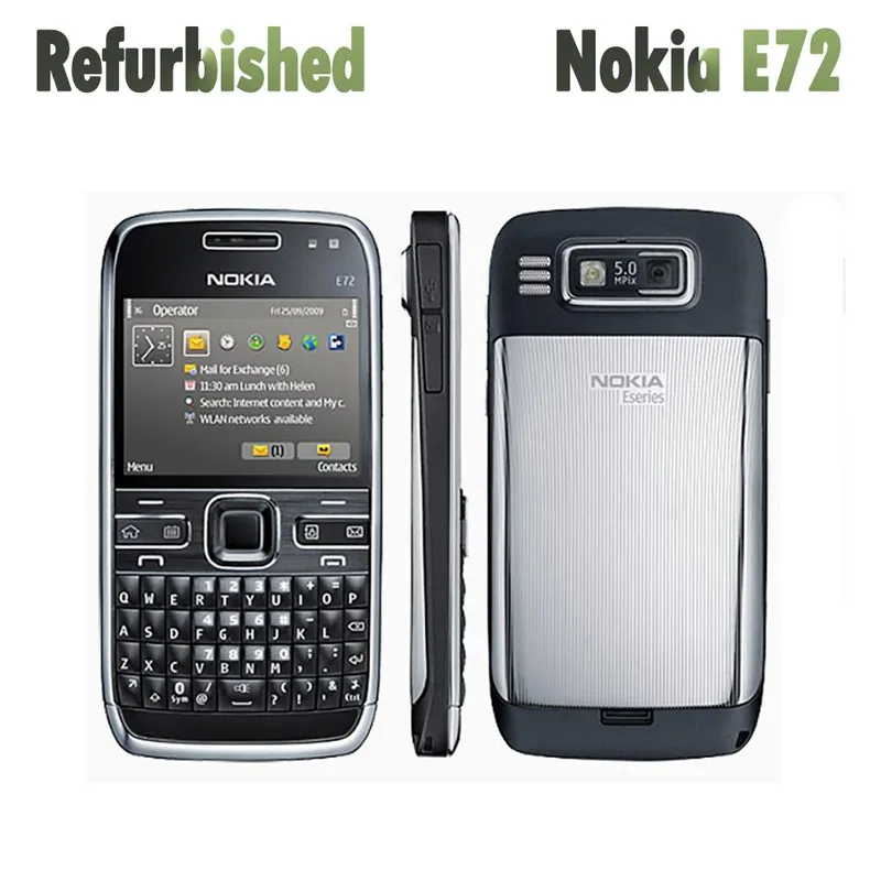 Oppusset Nokia Original Nokia E72 3G Ulåst Mobiltelefon Med 1 SIM Simple Set Hvit