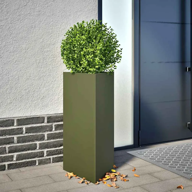 vidaXL Odlingslådor 2 st olivgrön triangulär 40×34,5×75 cm stål