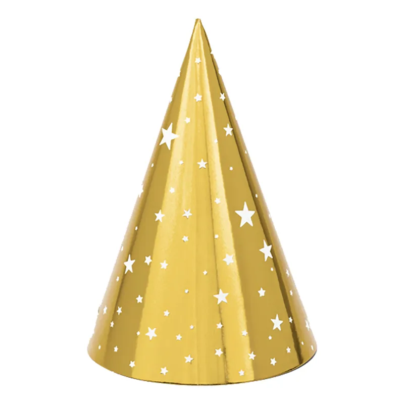 Partyhattar | 6-pack | Guld med stjärnor