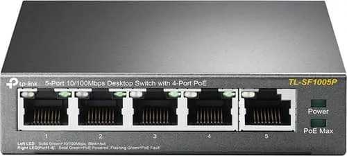 TP-Link TL-SF1005P 5-Port 10/100Mbps Desktop Switch with 4-Port PoE+ (58W)