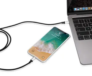 3in1 USB-C Kabel Typ-C / Lightning / Micro 3A 1.2m - Svart