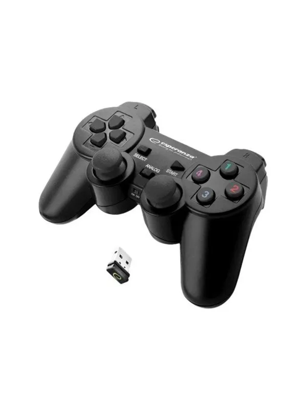 Esperanza GLADIATOR – Spelkontroll – trådlös – 2.4 GHz – svart – för PC, Sony PlayStation 3