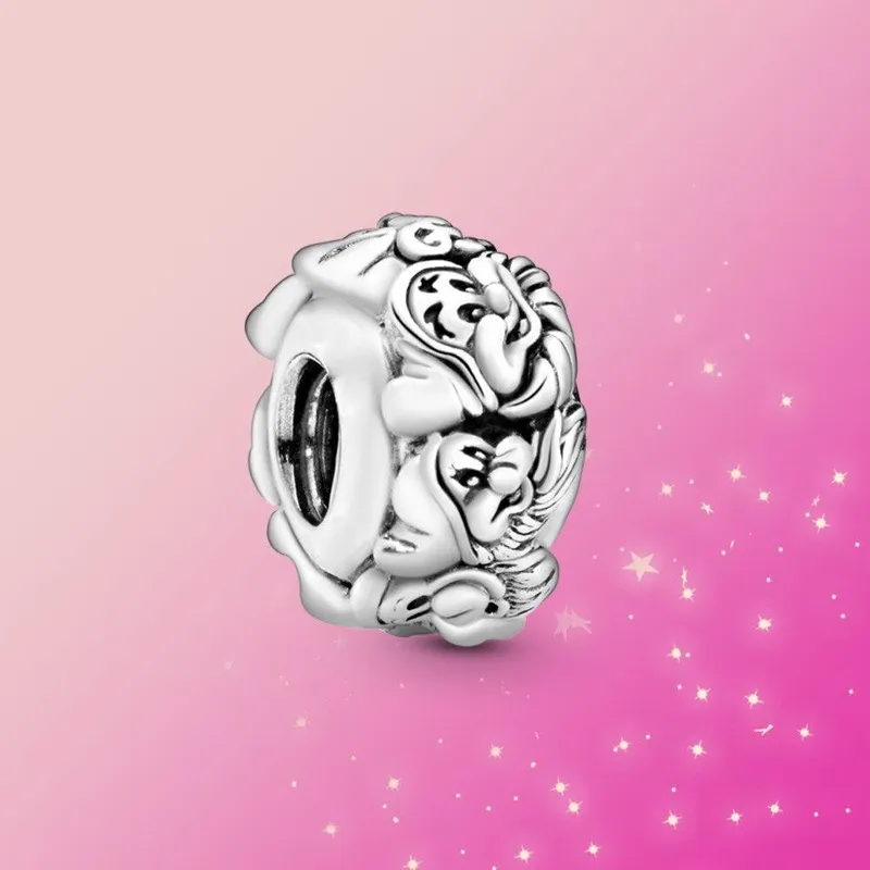 Ny 925 Sølv Charm De syv dvergene Rundt Om Avstandsstykke sjarm smykker Passer Original Mote Armbånd for kvinner smykkegave