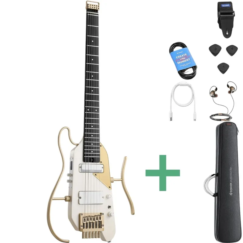 Donner HUSH-X PRO silent el-gitarr white-luxe
