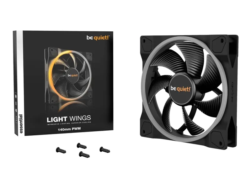 be quiet! LIGHT WINGS 140mm PWM – Chassi fläkt – 140mm – Svart med RGB LED – 23 dBA
