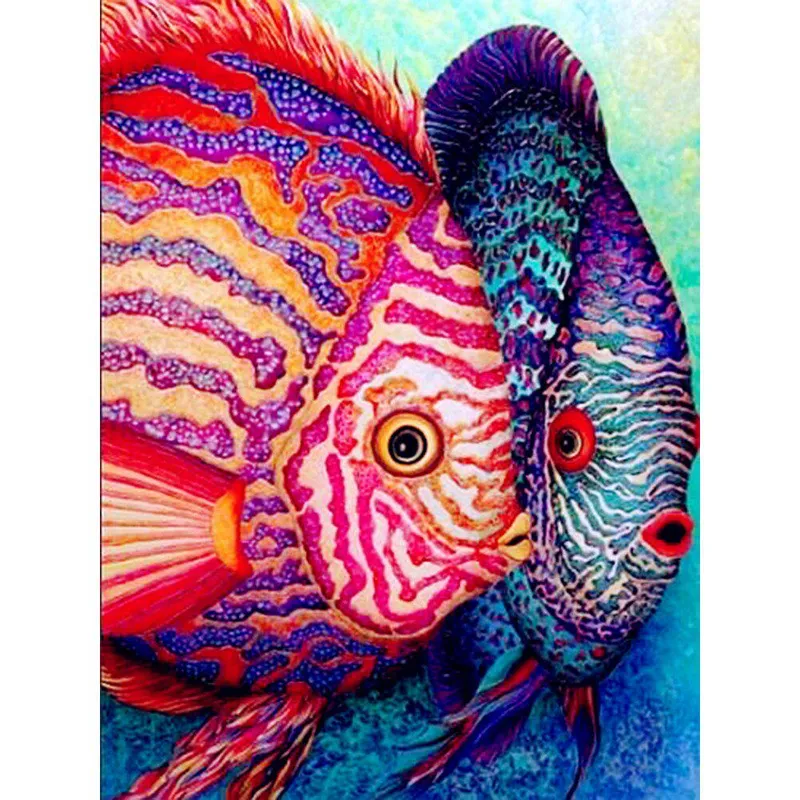 5d diamantmålning fisk full borr DIY diamantbroderi tecknad fisk korsstygn 20X30CM