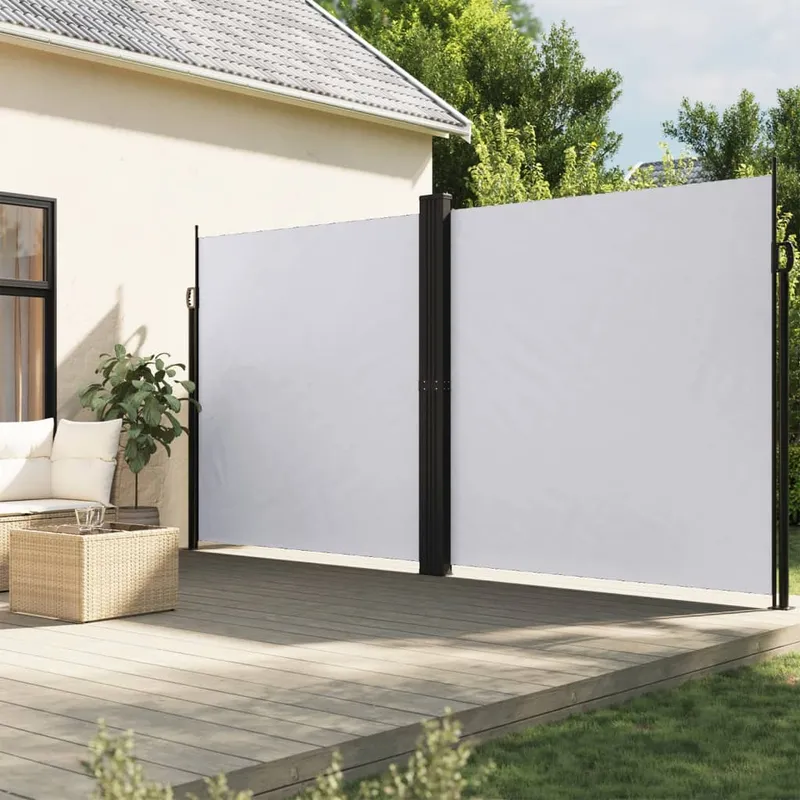 vidaXL Infällbar sidomarkis vit 200×1200 cm