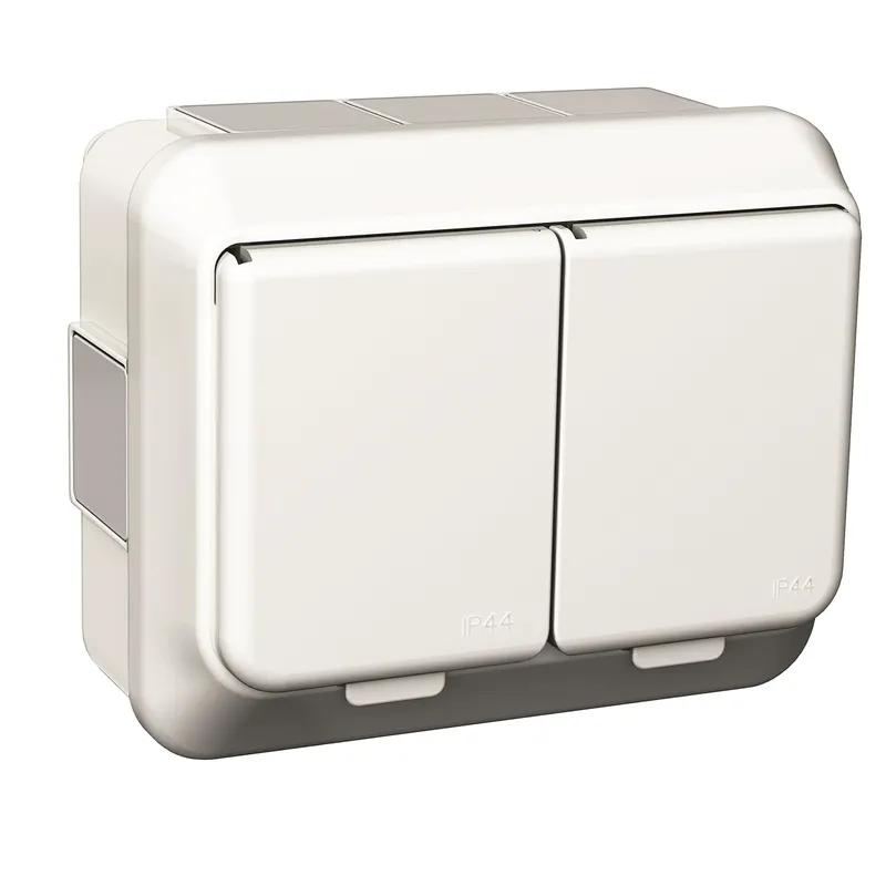 Schneider Electric Exxact WDE002292 Vägguttag 2-vägs, vit, IP44, utanpåliggande Snabbanslutning