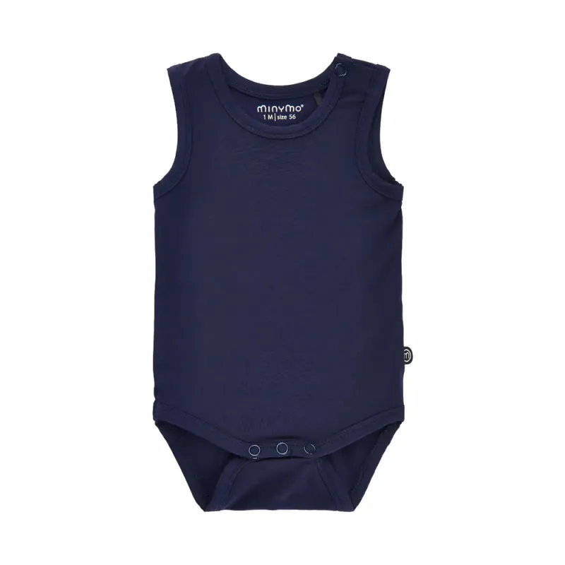Minymo Body Utan Ärmar – Bambu – Navy – 80
