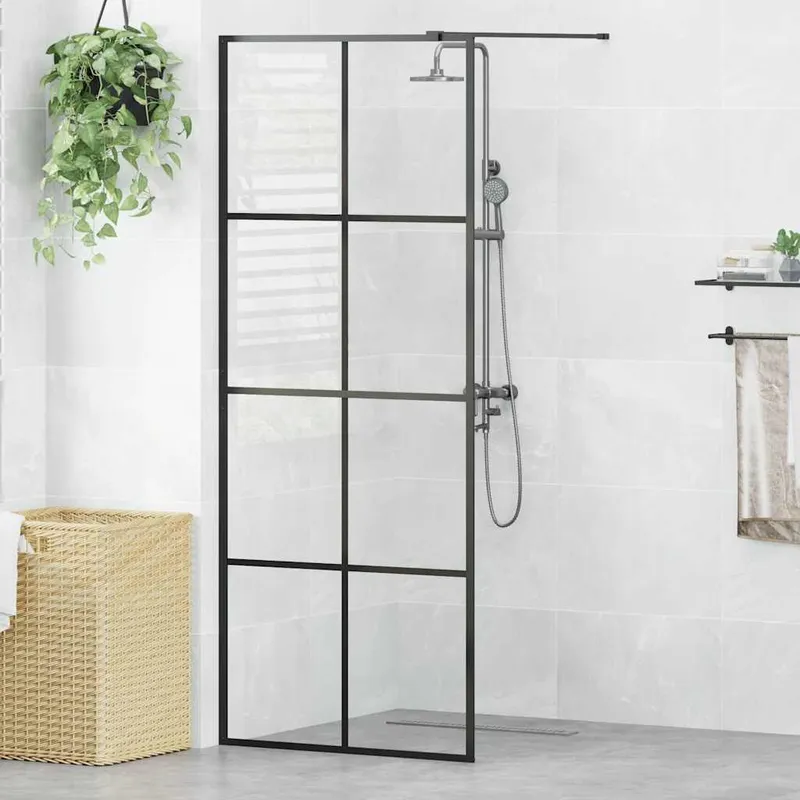 vidaXL Duschvägg med klart ESG-glas 80×195 cm svart