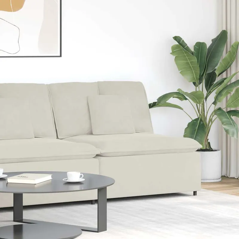 vidaXL Modulär soffmodul i mitten med kuddar gräddvit 100 cm (#6810)