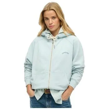 Superdry för kvinnor. W2012287A Luvtröja med reglerade ärmar, dragkedja och blå Esssential-logotyp (S), Casual, Bomull