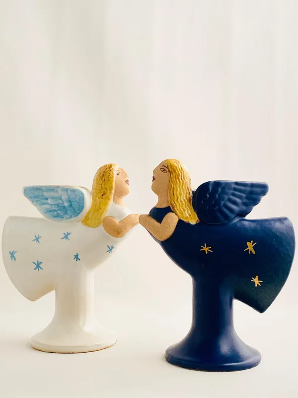 Gustavsberg – Flygande ängel blå & Vit design Lisa Larson