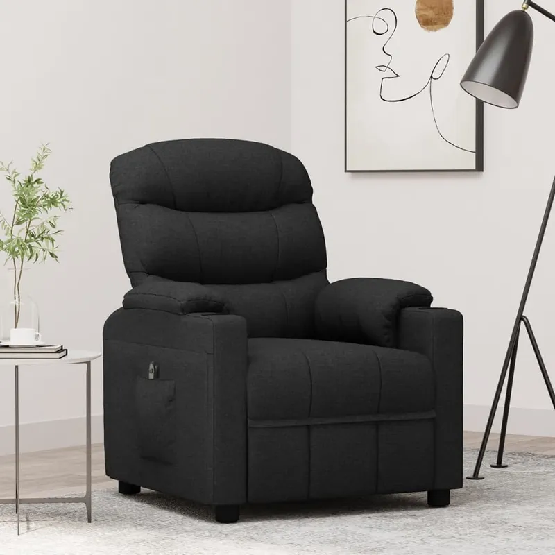 vidaXL Elektrisk reclinerfåtölj svart tyg (#2629)