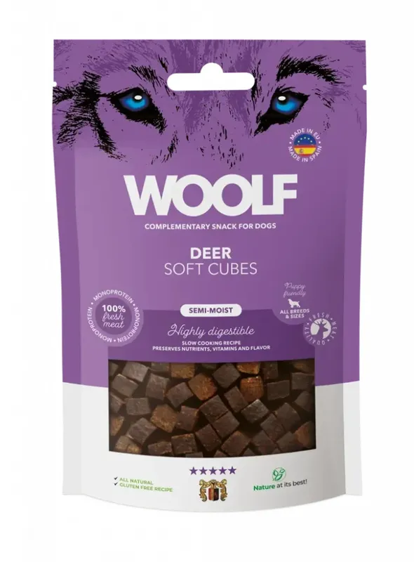 Hundgodis Woolf Soft Cubes Deer 100 g