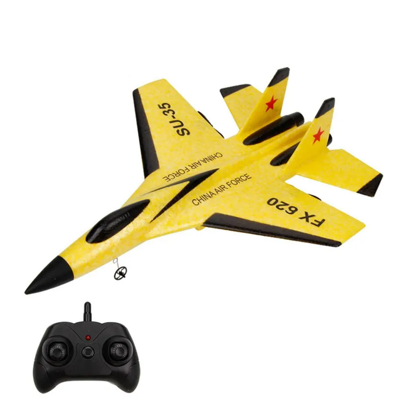 RC Flygplan 2,4GHz RC Plane Gliding SU-35 Flygplansmodell EPP Flygleksaker 3-axlig Gyro Stabilitet för yellow-1 battery gul