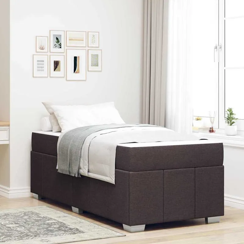 vidaXL Sängram med madrass Mörkbrun 100 x 200 cm tyg