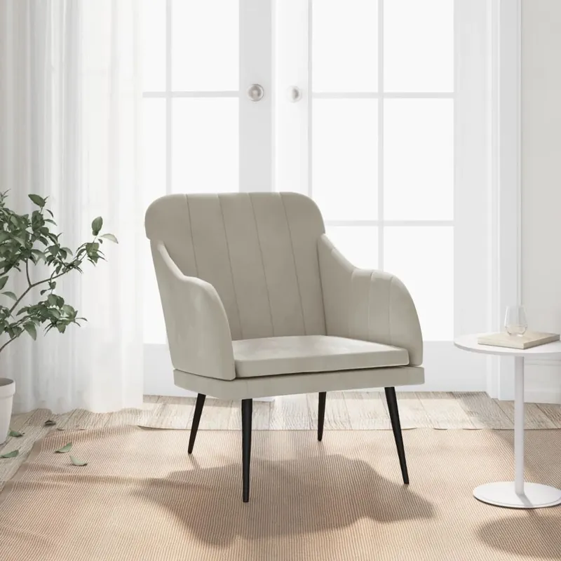 vidaXL Fåtölj ljusgrå 63x76x80 cm sammet (#6605)