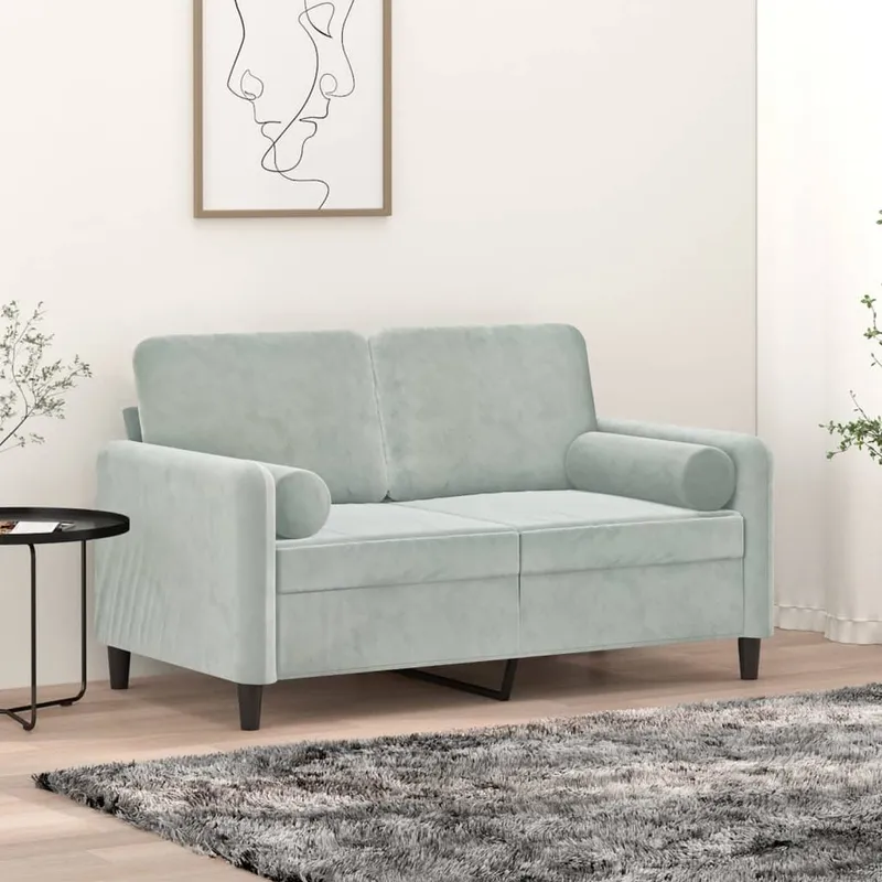 vidaXL Prydnadskuddar 2 st ljusgrå Ø15×50 cm sammet