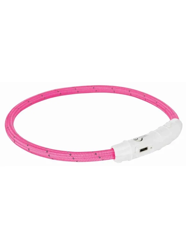 Lysande halsband Trixie Uppladdningsbart Rosa M-L 45 cm