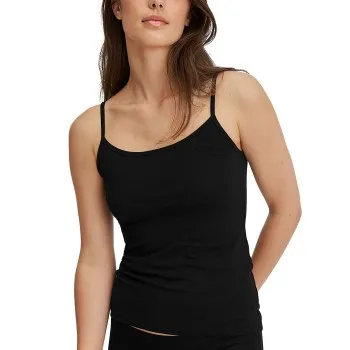 Calida Essential Cotton Spaghetti Top Svart bomull Medium Dam