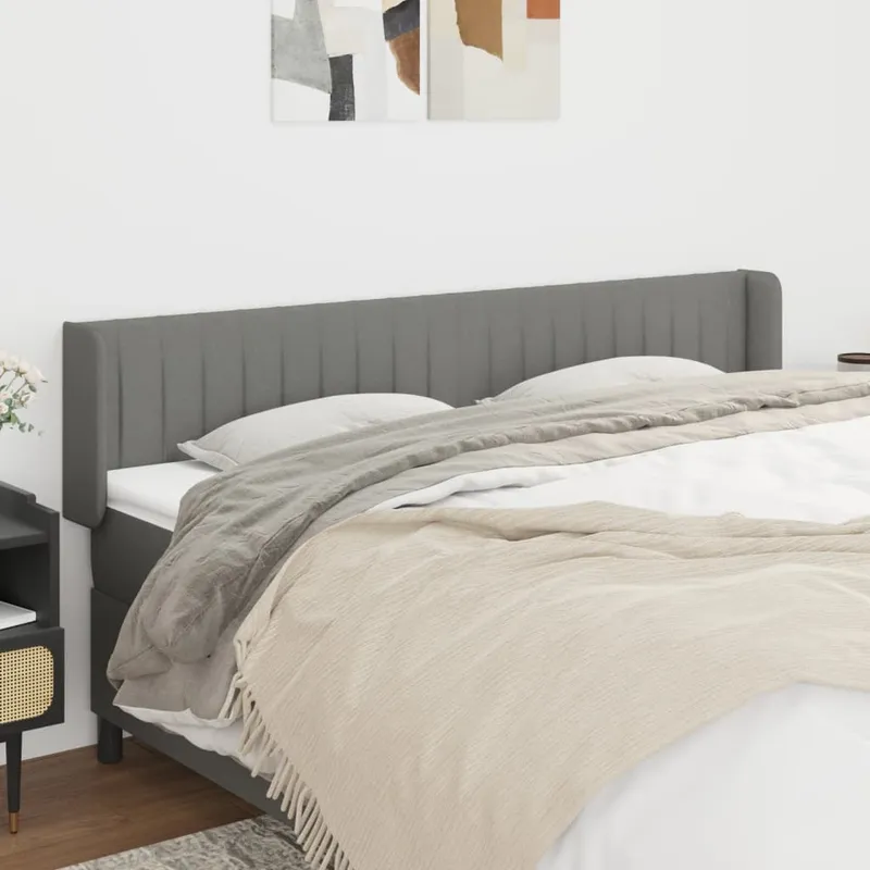 vidaXL Sänggavel med kanter mörkgrå 203x16x78/88 cm tyg (#8932)