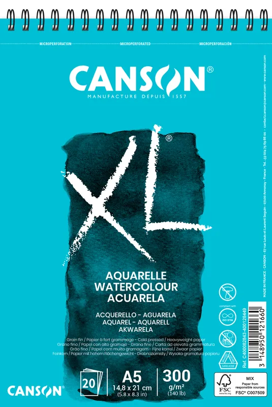 Akvarellblock XL Aquarelle A5 20 ark 300g Canson