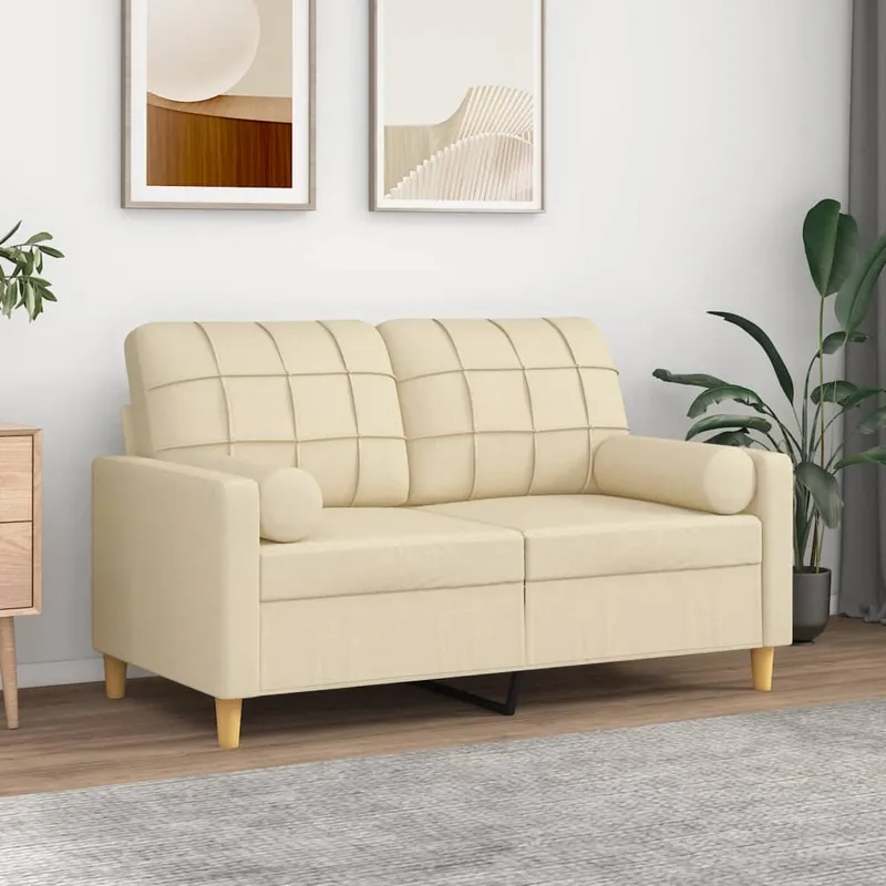 vidaXL Prydnadskuddar 2 st gräddvit Ø15×50 cm tyg