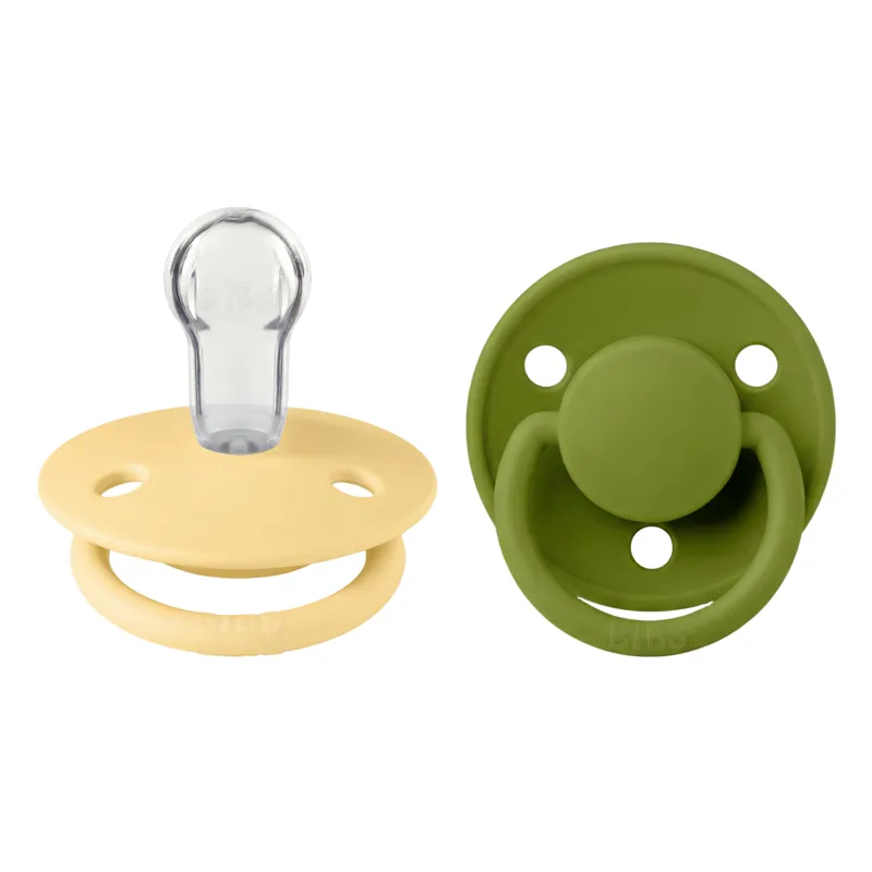 BIBS Lyxen Nappar - Silikon - Rund - 2-pack - Pale Smör/Wasab
