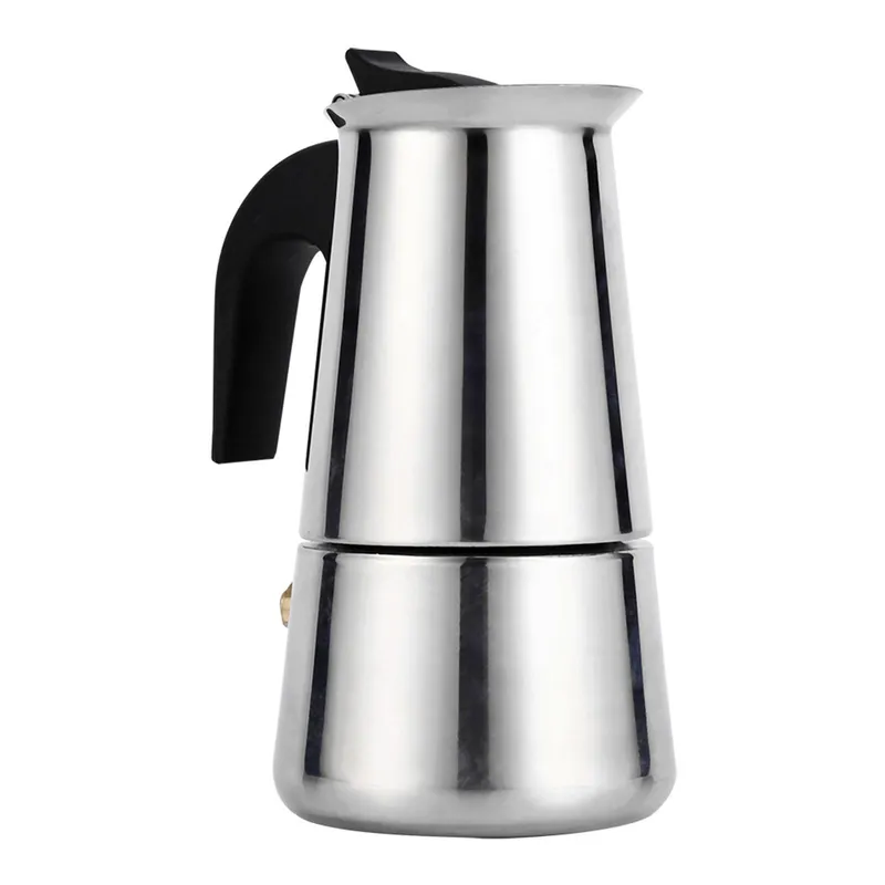 Perkolator Moka-kanna Kaffebryggare Rostfritt Stål Spis Hem Kontor Användning (100 ml)