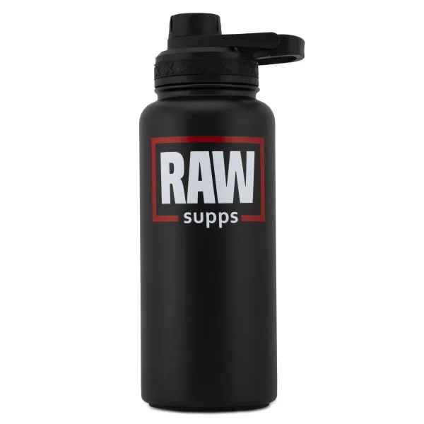 RAW Supps Insulated Sports Bottle, 960 ml, Black