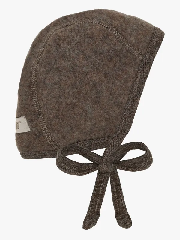 Huttelihut Baby Hjälmmössa Ullfleece Merino, Brown Melange, 48