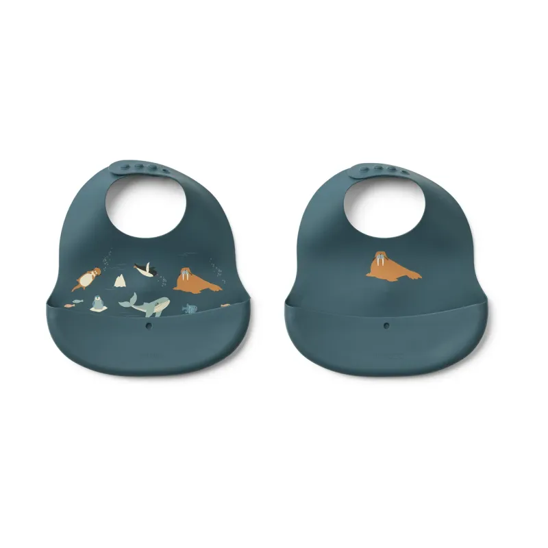Liewood Haklappar - Silikon - 2-pack - Glöd - Arctic Sea/Ocean
