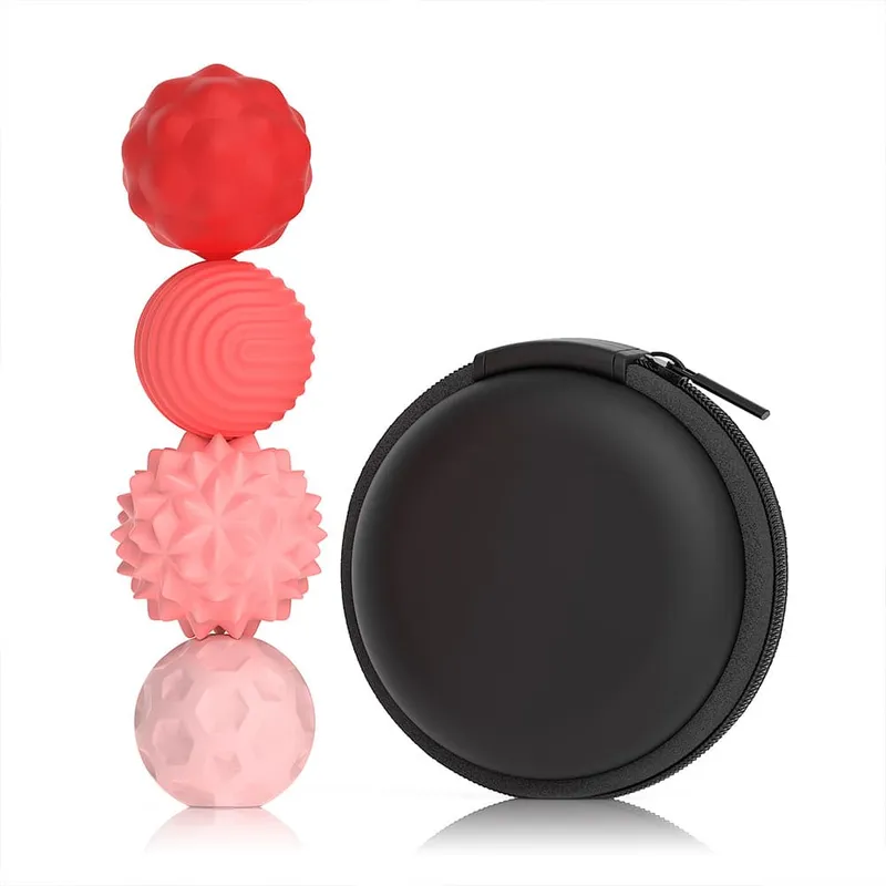 Antistressbollar med fodral - 4-pack röda