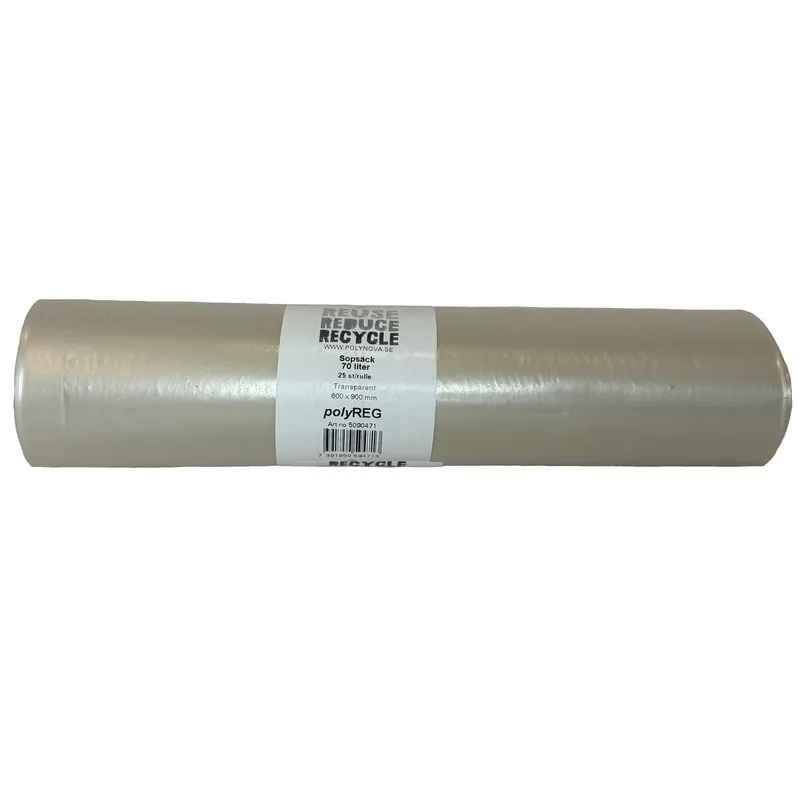 Sopsäck PolyREG 70 liter transparent 30my 6×25 st