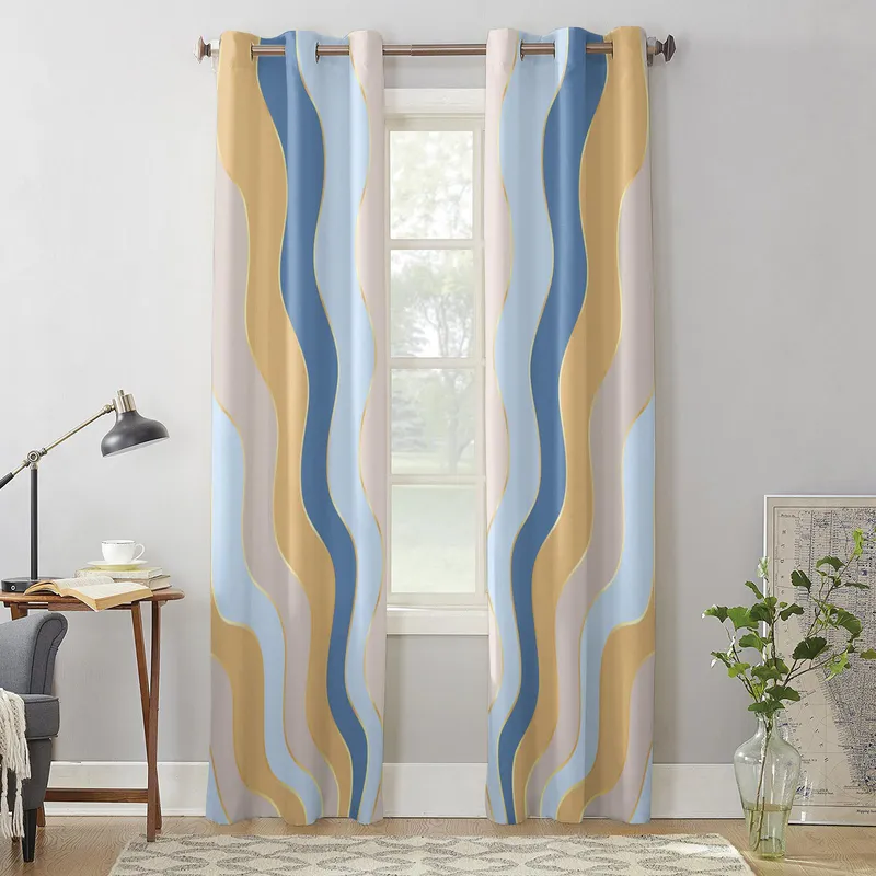 Gradient Krusningstekstur Vindusgardin Stue Luksus Kappe Gardin for Soverom Hjem Kjøkken Dekor Gardin 135W x 60H(cm) x1