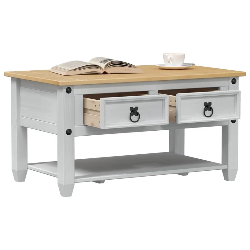Kaffebord Vit 85 x 50 x 45 cm Massivt Furuved
