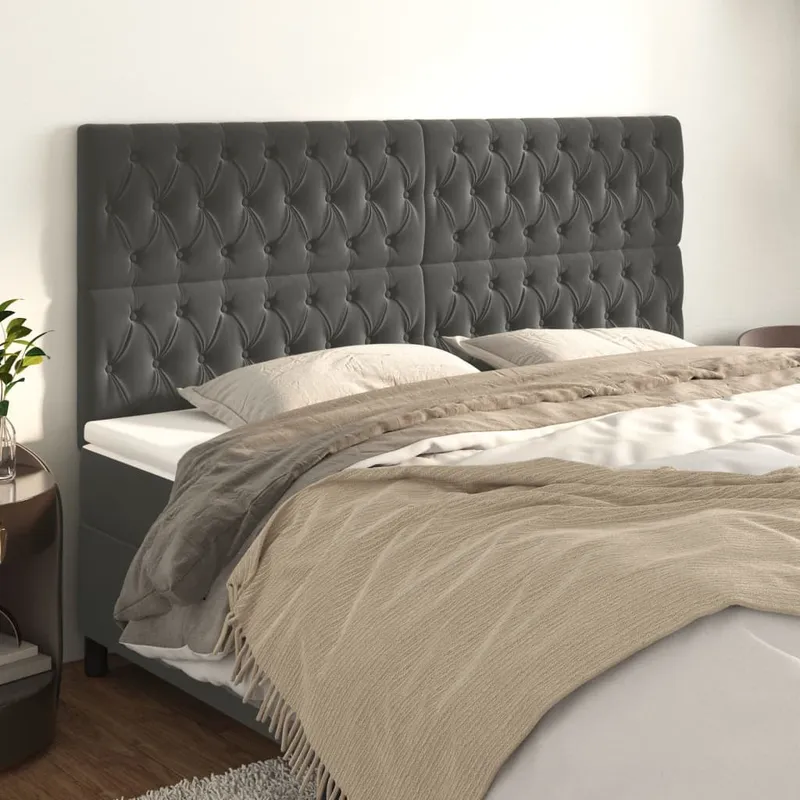 vidaXL Sänggavel mörkgrå 180x7x118/128 cm sammet
