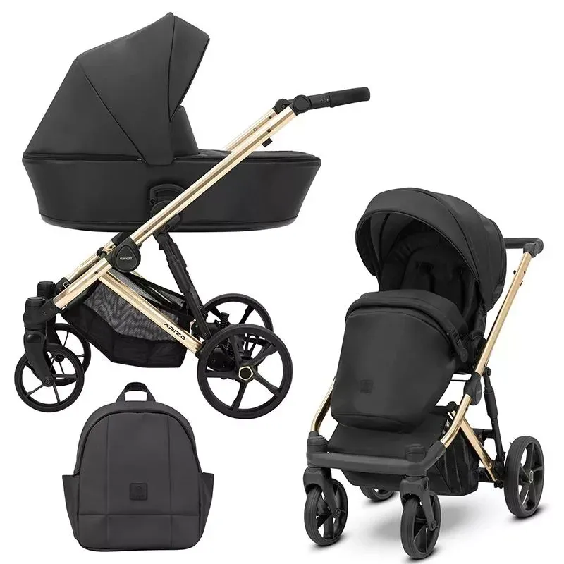 Arizo 2-i-1 barnvagn Svart Eko läder