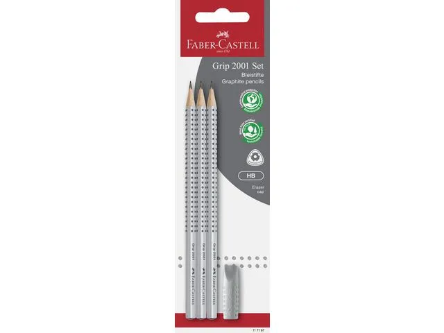 Faber-Castell GRIP 2001 - Blyertspenna - grafit - HB - svart (förpackning om 3)